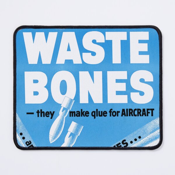 Item preview, WWII Propaganda Poster | Save Waste Bones | Recycle for War Effort | Military Aircraft & Bombs | Bold Blue & White Design designed and sold by artofuniverse.