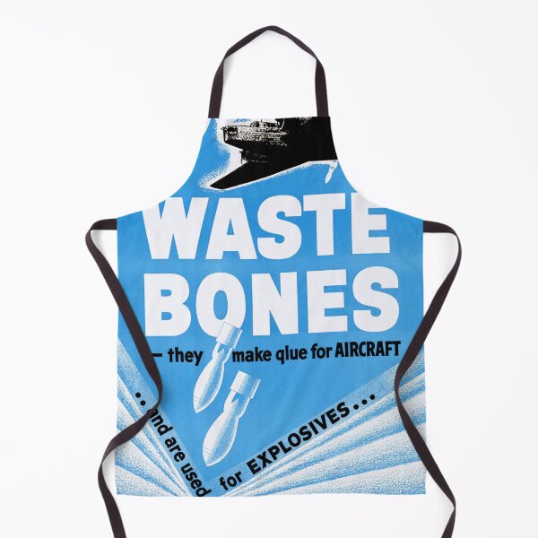 Item preview, WWII Propaganda Poster | Save Waste Bones | Recycle for War Effort | Military Aircraft & Bombs | Bold Blue & White Design designed and sold by artofuniverse.