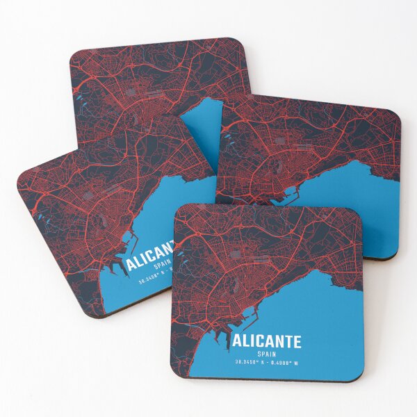 Item preview, Alicante Red & Blue Minimalist Map designed and sold by HomeLivingCo.