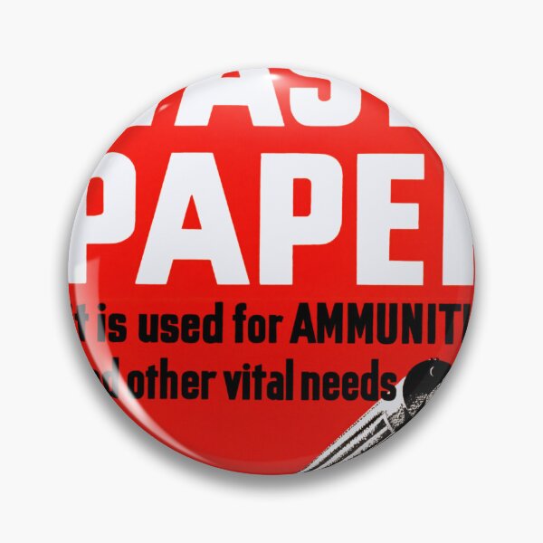 Item preview, Vintage WWII Propaganda Poster | Save Waste Paper for Ammunition & Support Troops | Bold Red & White Art Print designed and sold by artofuniverse.