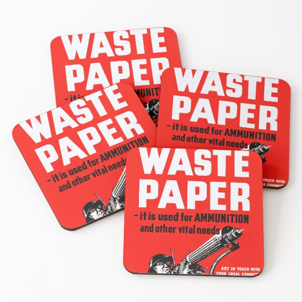 Item preview, Vintage WWII Propaganda Poster | Save Waste Paper for Ammunition & Support Troops | Bold Red & White Art Print designed and sold by artofuniverse.