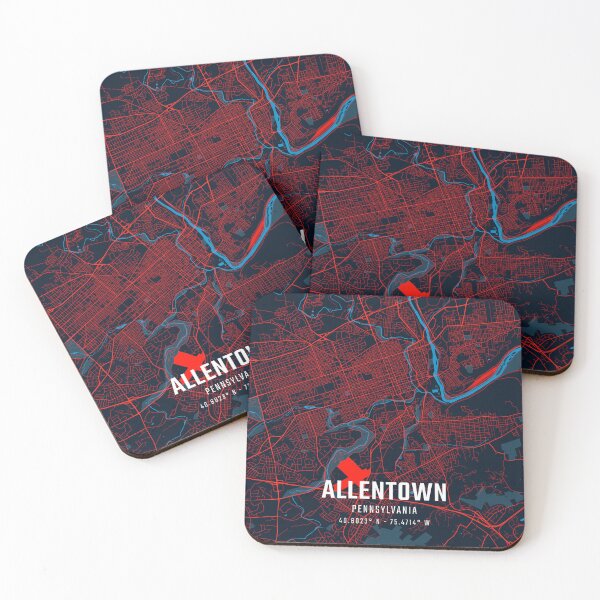 Item preview, Allentown Red & Blue Minimalist Map designed and sold by HomeLivingCo.