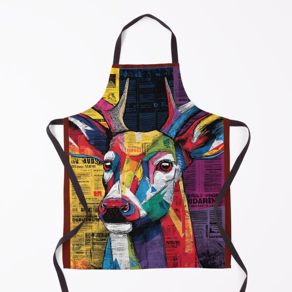 Item preview, Urban Stag Rise - Vibrant Geometric Portrait with Bold Colors and Newsprint Layers designed and sold by OlfactoART Studio.