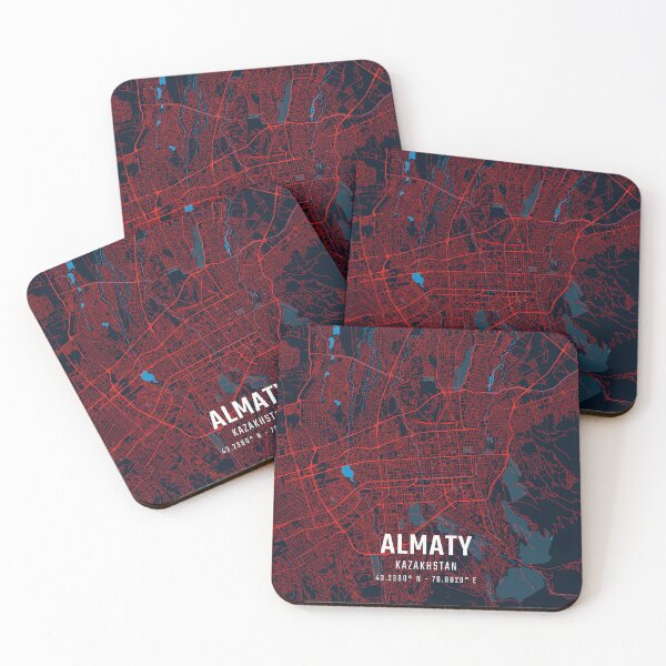 Item preview, Almaty Red & Blue Minimalist Map designed and sold by HomeLivingCo.