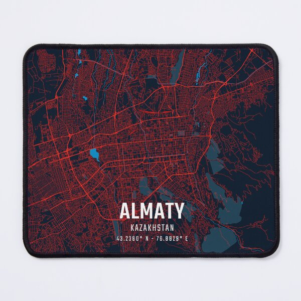 Item preview, Almaty Red & Blue Minimalist Map designed and sold by HomeLivingCo.