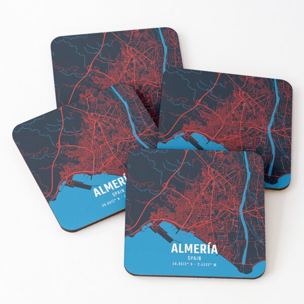 Item preview, Almería Red & Blue Minimalist Map designed and sold by HomeLivingCo.