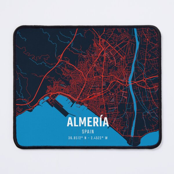 Item preview, Almería Red & Blue Minimalist Map designed and sold by HomeLivingCo.