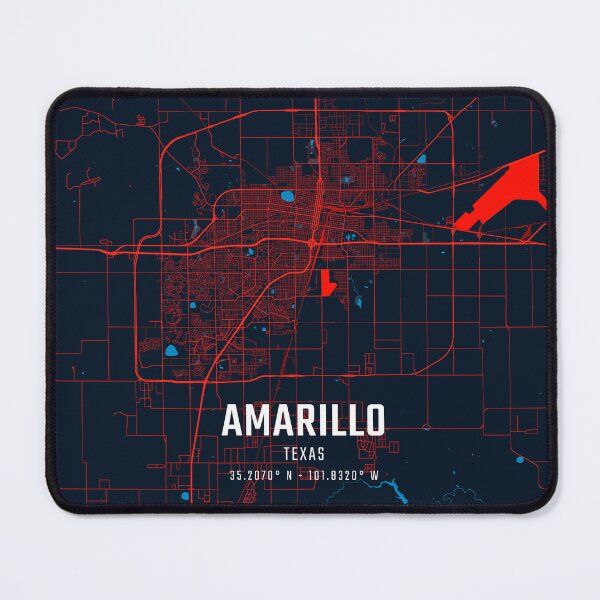 Item preview, Amarillo Red & Blue Minimalist Map designed and sold by HomeLivingCo.