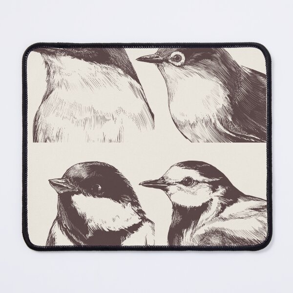 Item preview, Line drawing of four bird portraits designed and sold by hichili-dori.