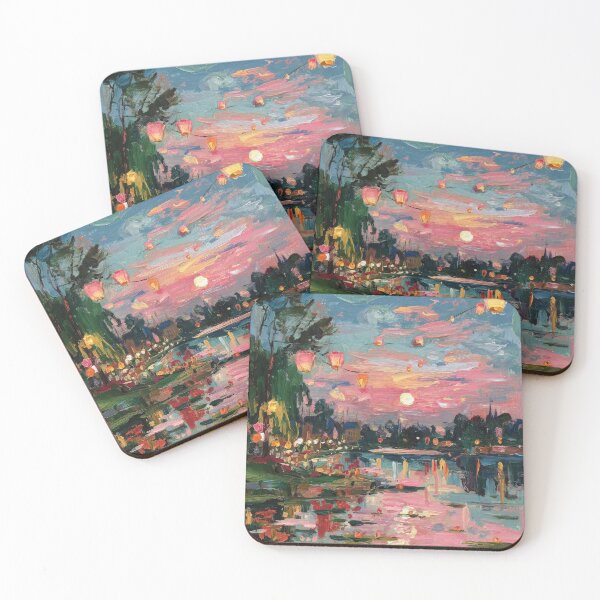 Item preview, Lantern festival on the river at dusk designed and sold by ArtHouseNiklas.