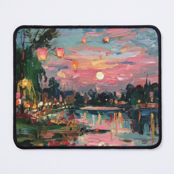 Item preview, Lantern festival on the river at dusk designed and sold by ArtHouseNiklas.
