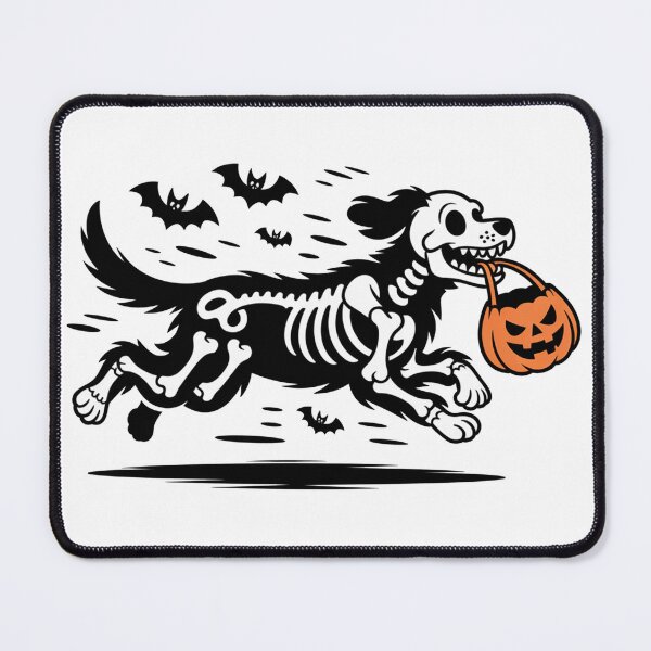 Item preview, Halloween Trick/Treat Skeleton Dog carrying Pumpkin Bag designed and sold by JustForYouGifts.