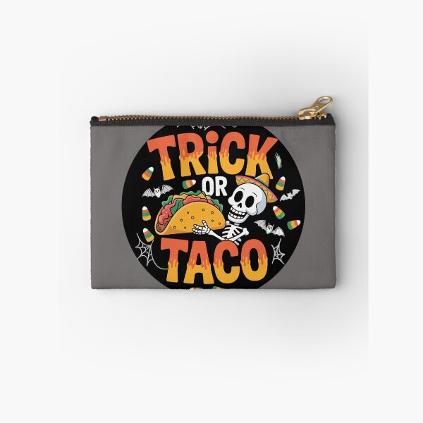 Item preview, Ghoulish Grab-and-Go: This fun and vibrant T-shirt design skeletal figure offers a taco dripping with crimson salsa. For the Halloween Festive Season designed and sold by Grang Art Artistic Designs.