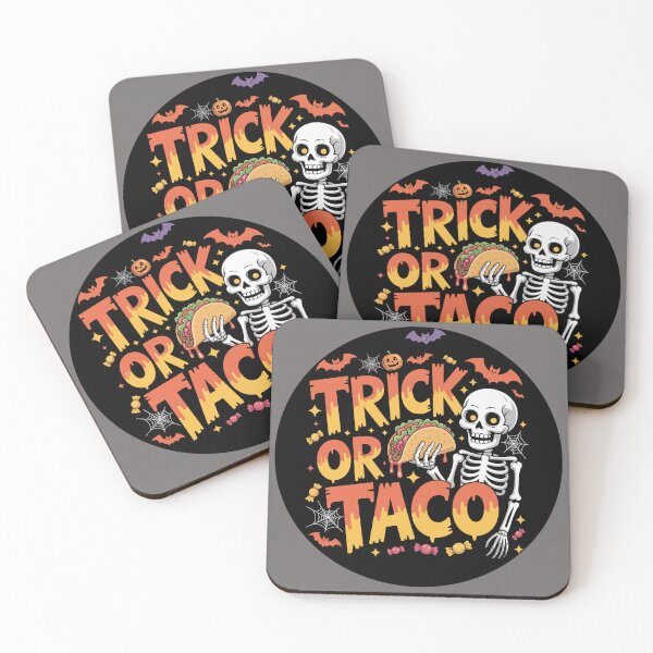Aperçu de l'œuvre Minuit gourmand : Ce t-shirt amusant et coloré, orné d'une silhouette squelettique, propose un taco dégoulinant de salsa rouge. Pour les fêtes d'Halloween. créée et vendue par Camel & Quirk.