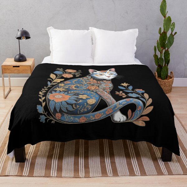 Item preview, Cat Colorful Floral Patterns Vintage Flowers Art Cat Lover designed and sold by BiellaSar.