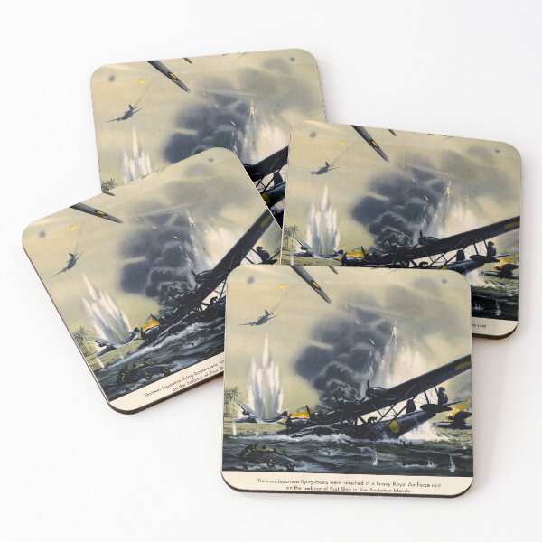 Item preview, Dramatic WWII RAF Attack Poster | Smash Japanese Aggression | WWII History & Propaganda Art | Port Blair Battle Scene designed and sold by artofuniverse.