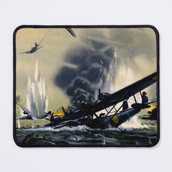 Item preview, Dramatic WWII RAF Attack Poster | Smash Japanese Aggression | WWII History & Propaganda Art | Port Blair Battle Scene designed and sold by artofuniverse.