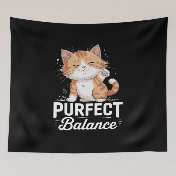 Item preview, Cat Yoga Purrfect Balance Happy Cartoon Kitten Perfect Pun designed and sold by BiellaSar.