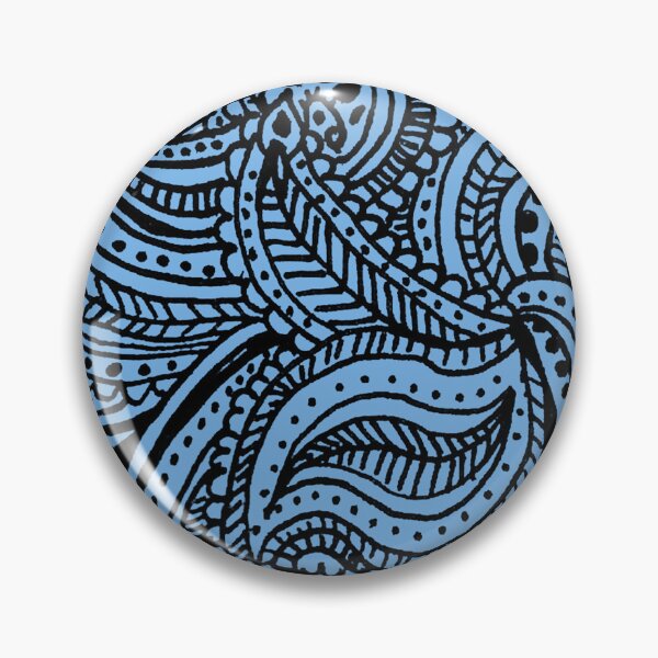 Item preview, Blue shades paisley floral pattern print designed and sold by SpinklyCreations.