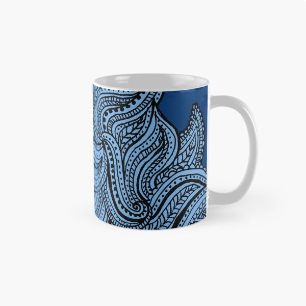 Item preview, Blue shades paisley floral pattern print designed and sold by SpinklyCreations.