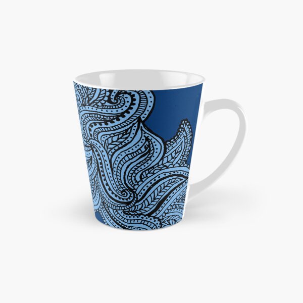 Item preview, Blue shades paisley floral pattern print designed and sold by SpinklyCreations.