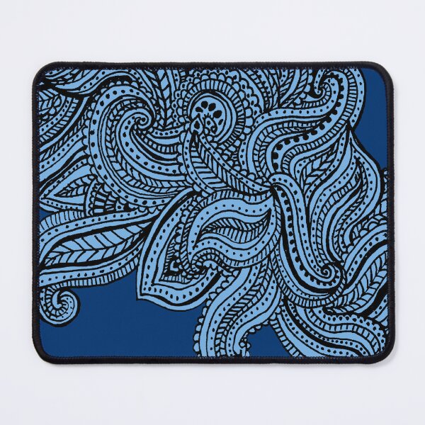 Item preview, Blue shades paisley floral pattern print designed and sold by SpinklyCreations.