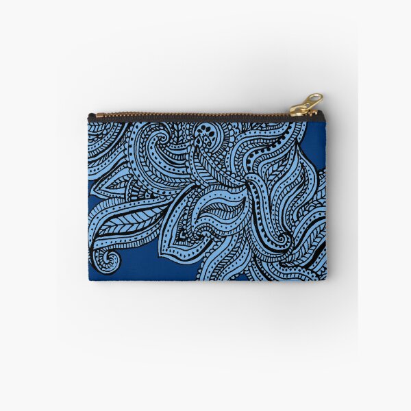 Item preview, Blue shades paisley floral pattern print designed and sold by SpinklyCreations.