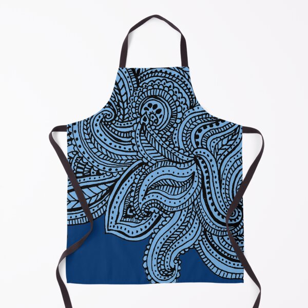 Item preview, Blue shades paisley floral pattern print designed and sold by SpinklyCreations.