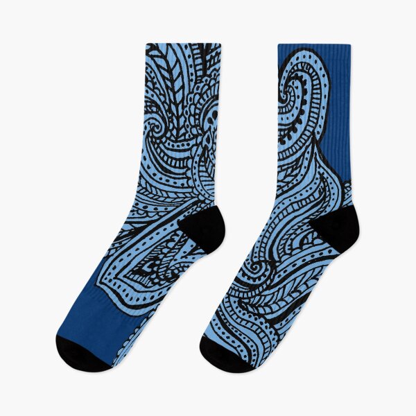 Item preview, Blue shades paisley floral pattern print designed and sold by SpinklyCreations.