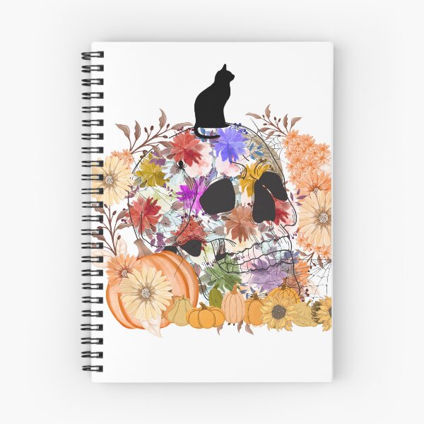 Item preview, Gato sobre una calavera con flores | Ilustración gótica kawaii designed and sold by CHAYOST.
