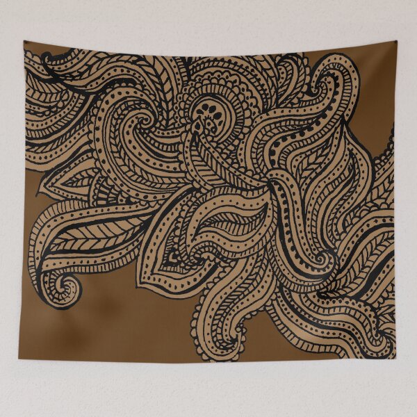 Item preview, Brown shades paisley floral pattern print designed and sold by SpinklyCreations.