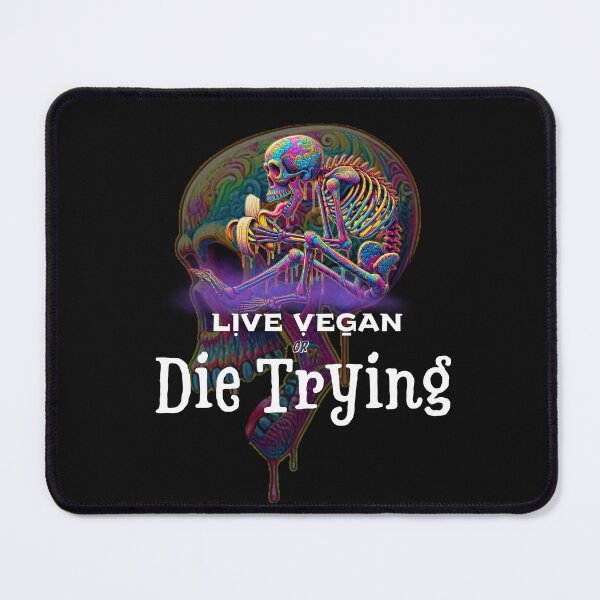 Item preview, Live Vegan or Die Trying Halloween Skeleton Eating Banana designed and sold by Shaielle.