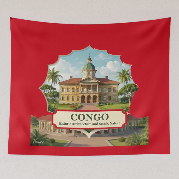 Item preview, Congo Historic Architecture and Scenic Nature – 3D Artistic Label   designed and sold by PaintMeWorld.