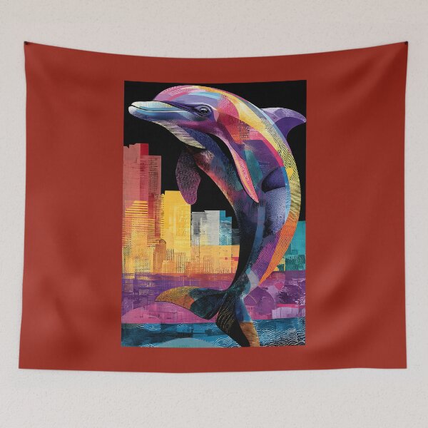Item preview, Save the Dolphins - Vibrant Urban Portrait with Dynamic Colors and Energy designed and sold by OlfactoART Studio.