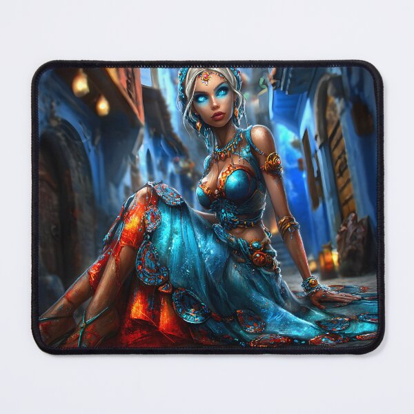 Item preview, Enchanting Ethereal Woman in Vibrant Blue Attire designed and sold by Artessie.