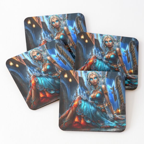 Item preview, Enchanting Ethereal Woman in Vibrant Blue Attire designed and sold by Artessie.