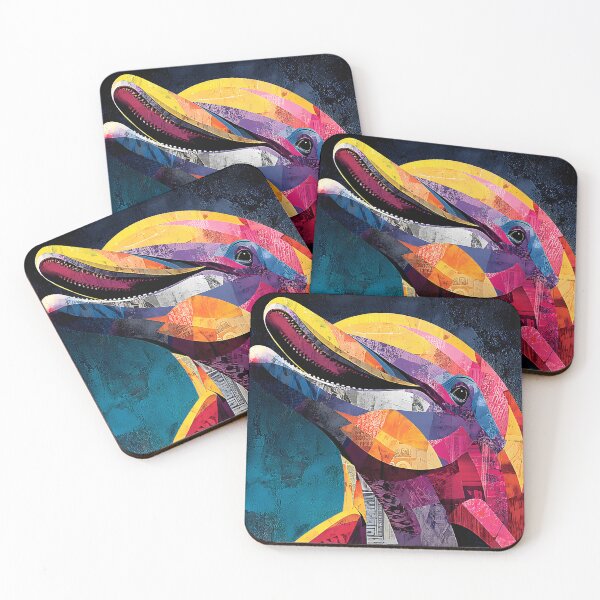 Item preview, Guardians of the Ocean - Vibrant Geometric Dolphin with Bold Colors and Dark Background designed and sold by OlfactoART Studio.