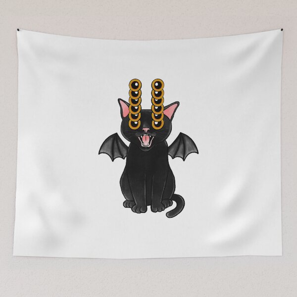 Item preview, Trippy Vampire Cat – Creepy Cute Bat Wing Psychedelic Illustration designed and sold by J-Mindful.