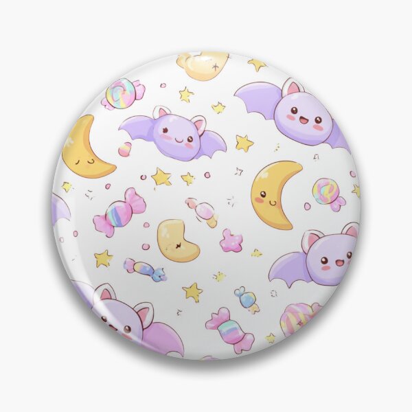 Item preview, Cute Pastel Bats, Moon, and Candy Night Scene in a Whimsical Black Background Playful Dream designed and sold by KanDa-Shop.