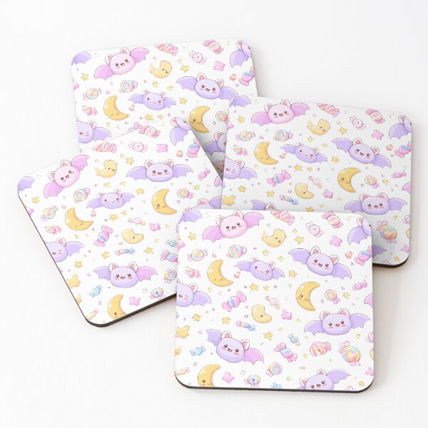 Item preview, Cute Pastel Bats, Moon, and Candy Night Scene in a Whimsical Black Background Playful Dream designed and sold by KanDa-Shop.