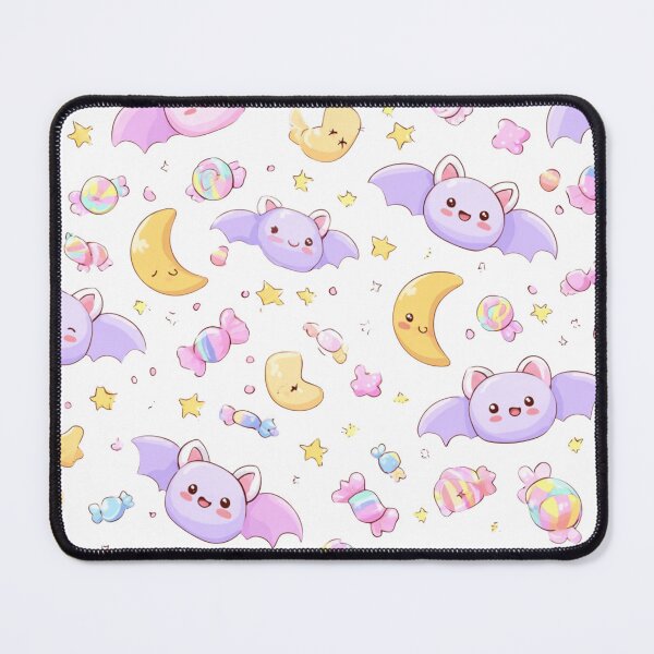 Item preview, Cute Pastel Bats, Moon, and Candy Night Scene in a Whimsical Black Background Playful Dream designed and sold by KanDa-Shop.