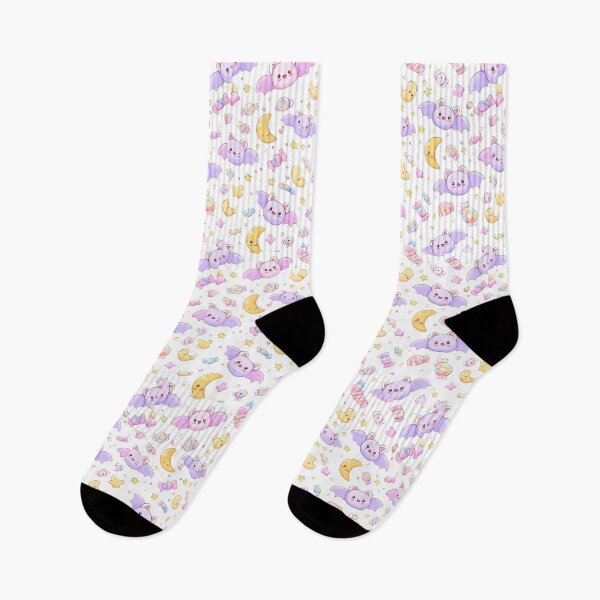 Item preview, Cute Pastel Bats, Moon, and Candy Night Scene in a Whimsical Black Background Playful Dream designed and sold by KanDa-Shop.