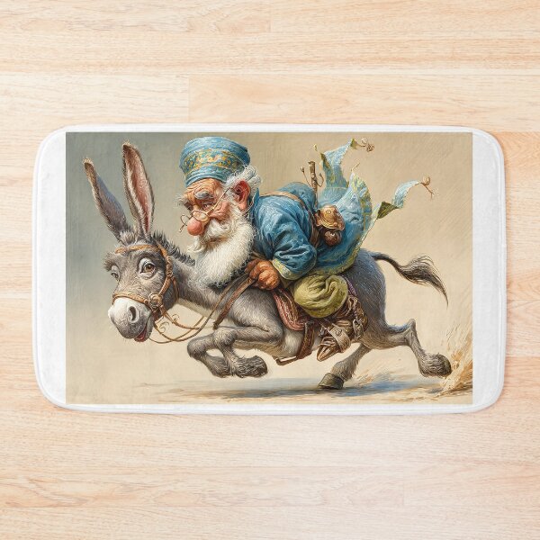 Item preview, Whimsical Elderly Man Riding a Donkey with Charm designed and sold by Artessie.