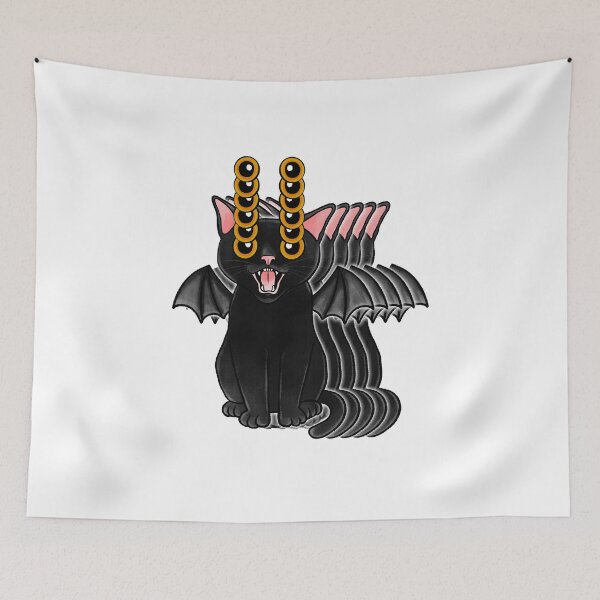 Item preview, Fractal Vampire Cat – Creepy Cute Trippy Bat Wing Illustration designed and sold by J-Mindful.