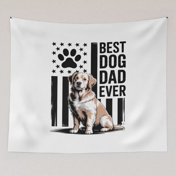 Artikelvorschau, Best Dog Dad Ever Men American Flag Fathers Day Funny Dog entworfen und verkauft von Idarmotar.