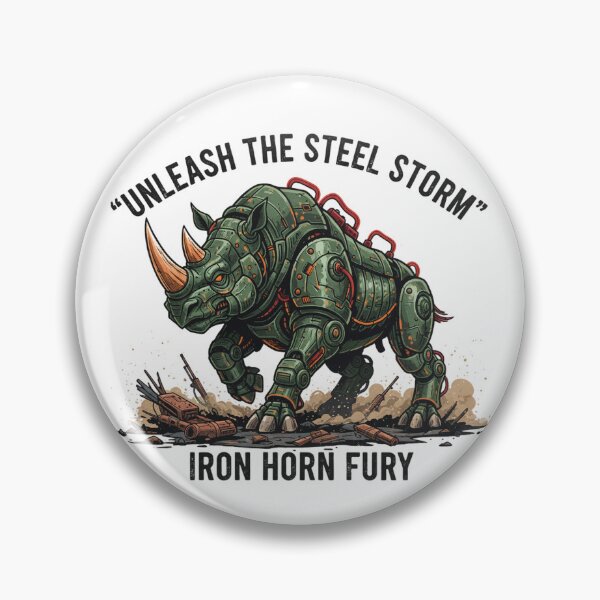 Item preview, Iron Horn Fury – Cyberpunk Mecha Rhino designed and sold by ValeronPrints.