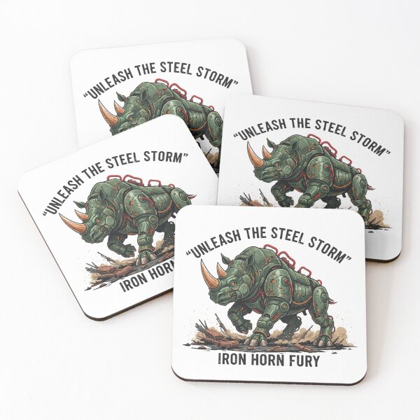 Item preview, Iron Horn Fury – Cyberpunk Mecha Rhino designed and sold by ValeronPrints.