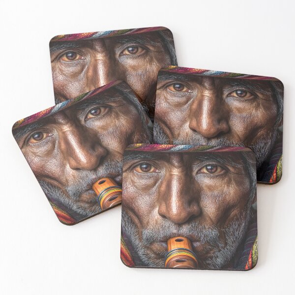 Item preview, Elderly Musician with Flute Wrapped in Colors designed and sold by Artessie.