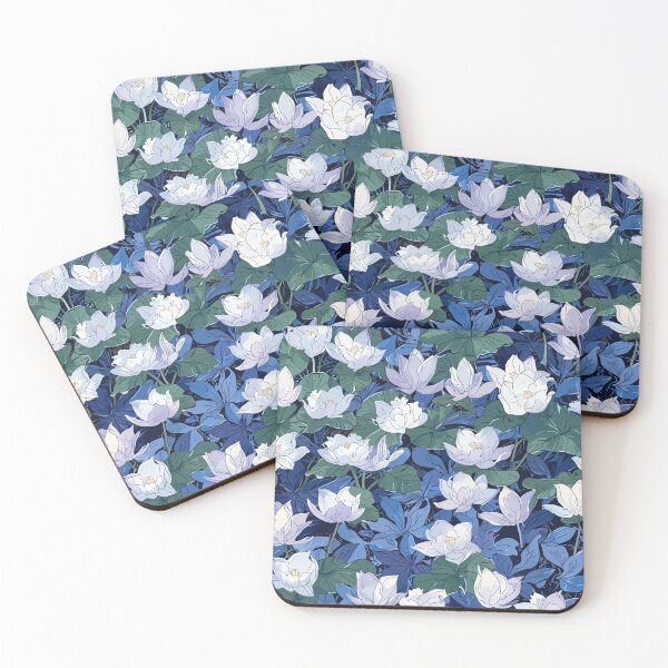 Item preview, Elegant White Flowers Over Blue And Green Leaves designed and sold by CoolPixels.