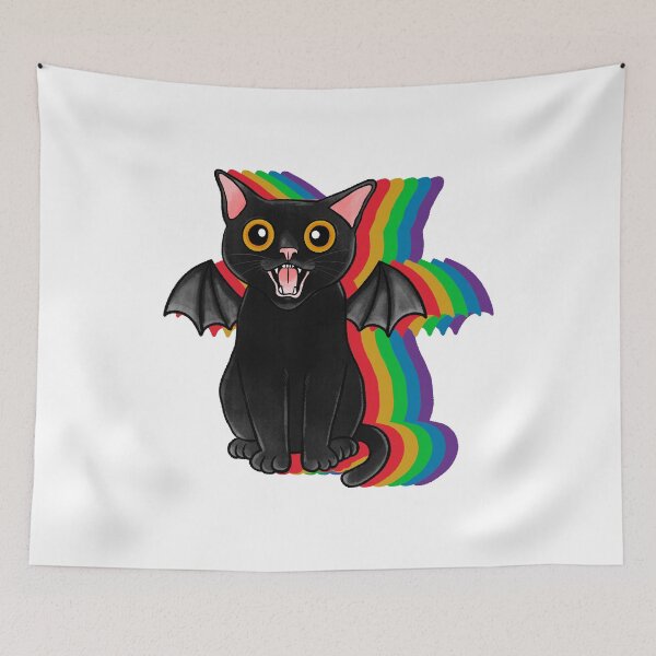 Item preview, Rainbow Vampire Cat – Creepy Cute Gothic Psychedelic Design designed and sold by J-Mindful.